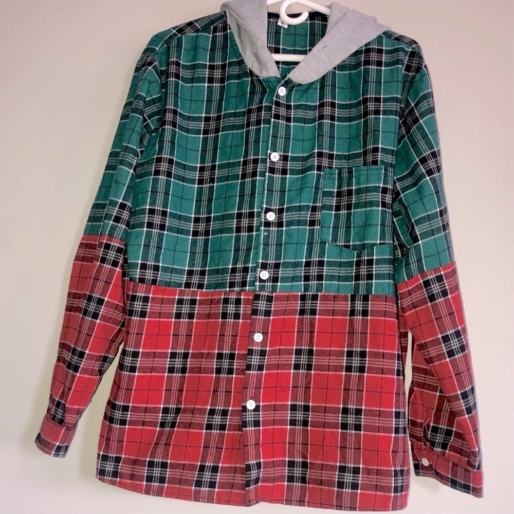 Plaid flannel hoodie size XL